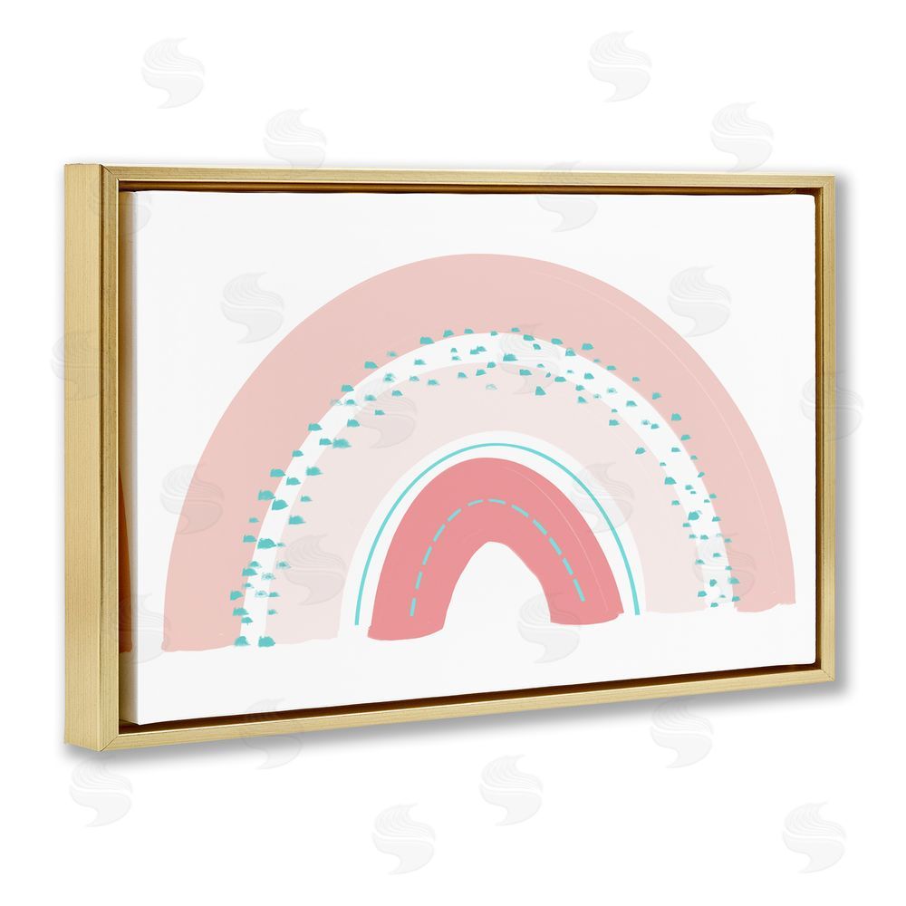 Sundance Graphics Pink Rainbow with Speckles Gold Floating Frame Canvas Wall Art Print