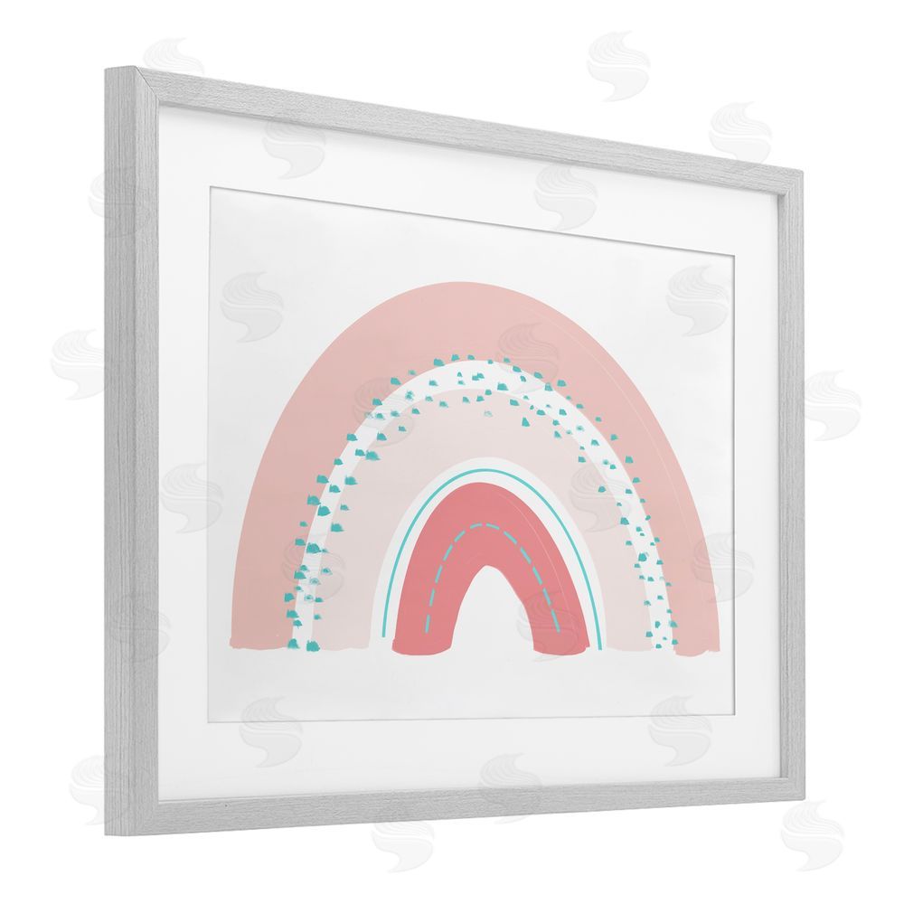Sundance Graphics Pink Rainbow with Speckles Gray Framed Print Under Glass Wall Art