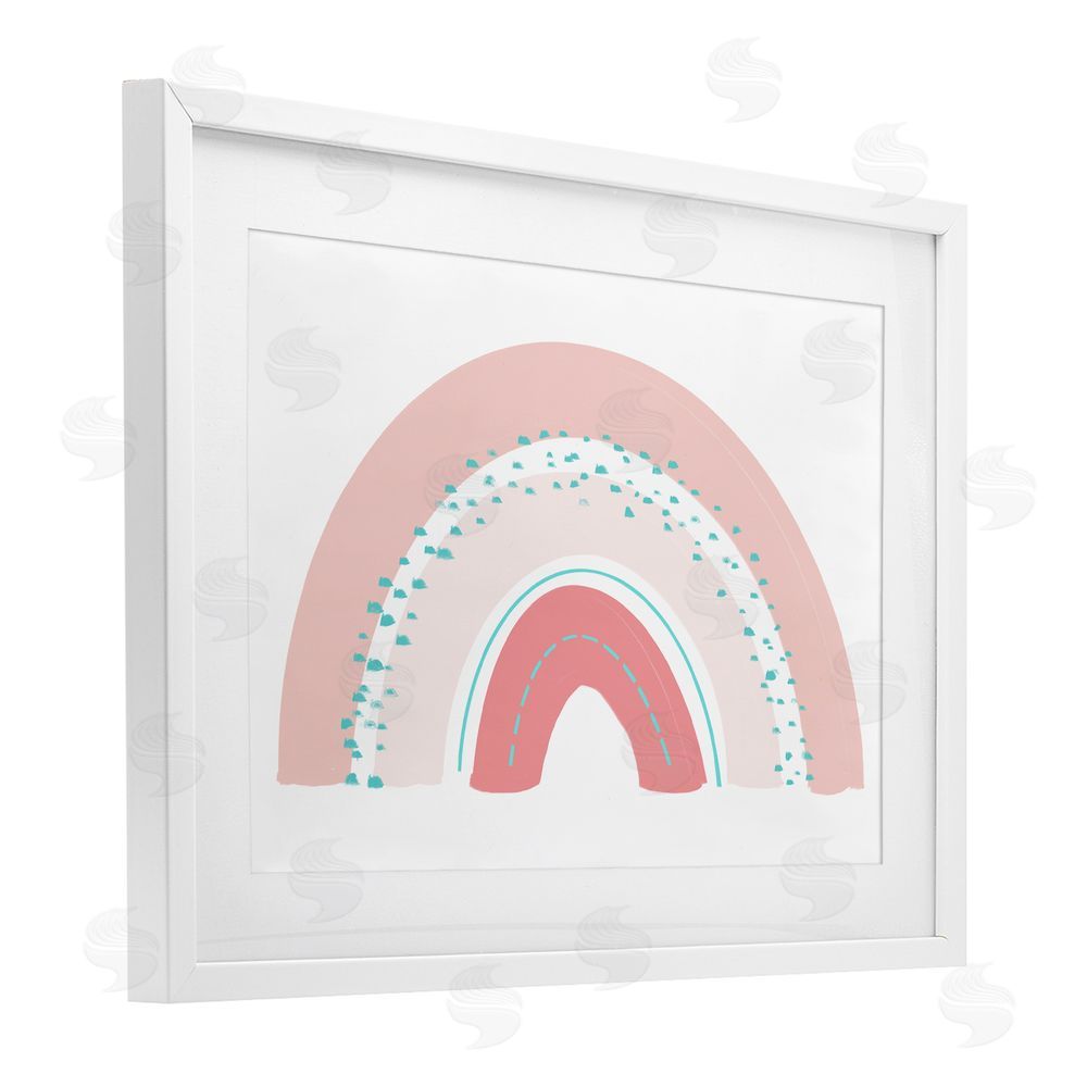 Sundance Graphics Pink Rainbow with Speckles White Framed Print Under Glass Wall Art