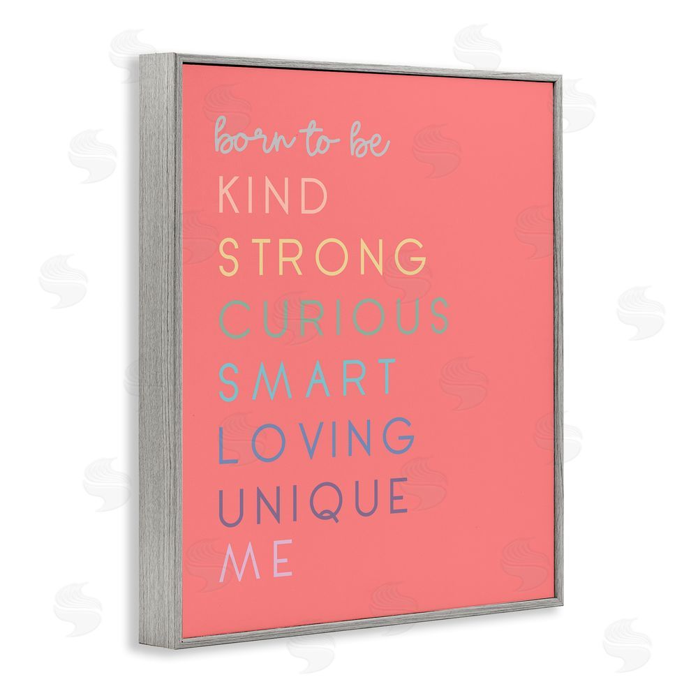 Sundance Graphics Born To Be Adjectives Gray Framed Giclee Wall Art Print