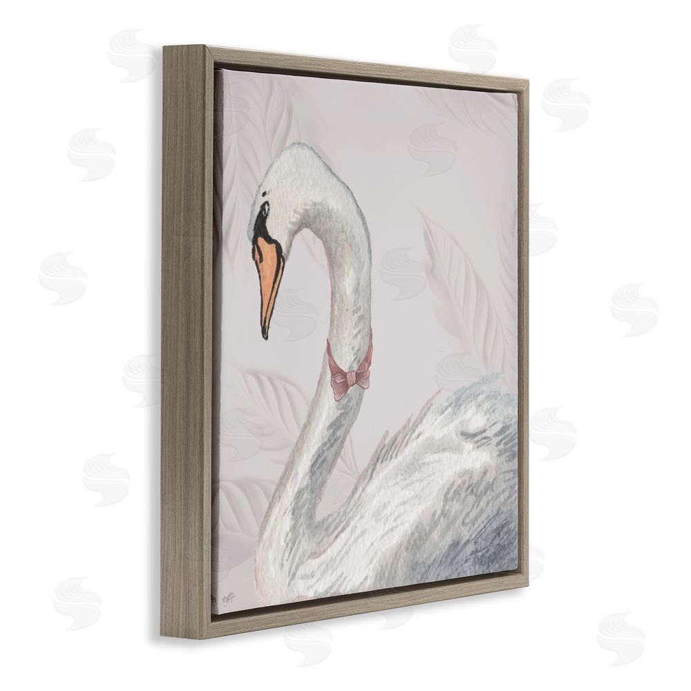 Sundance Graphics Soft Classic Swan & Bow Brown Floating Frame Canvas Wall Art Print