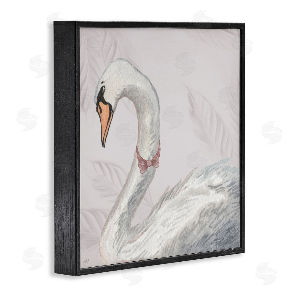 Sundance Graphics Soft Classic Swan & Bow Black Framed Giclee Wall Art Print