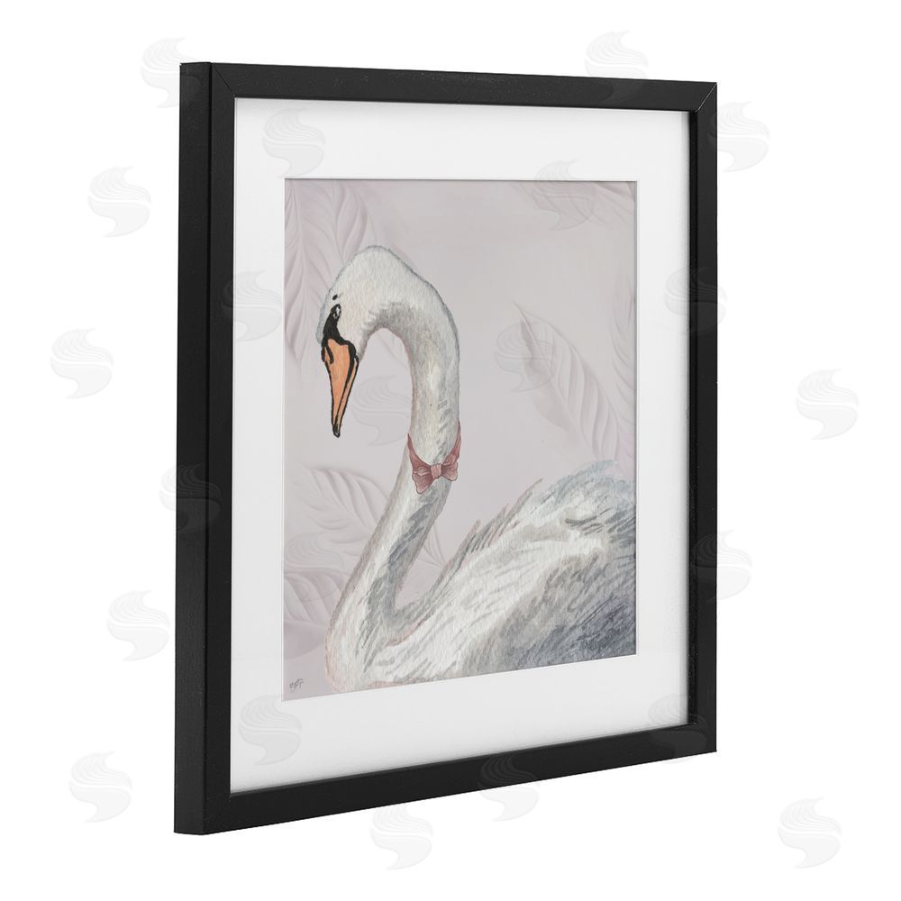 Sundance Graphics Soft Classic Swan & Bow Black Framed Print Under Glass Wall Art