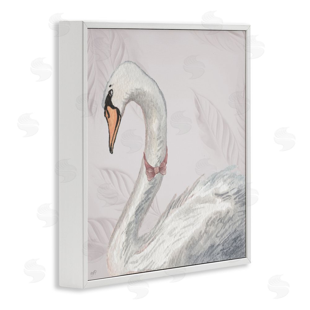 Sundance Graphics Soft Classic Swan & Bow White Framed Giclee Wall Art Print