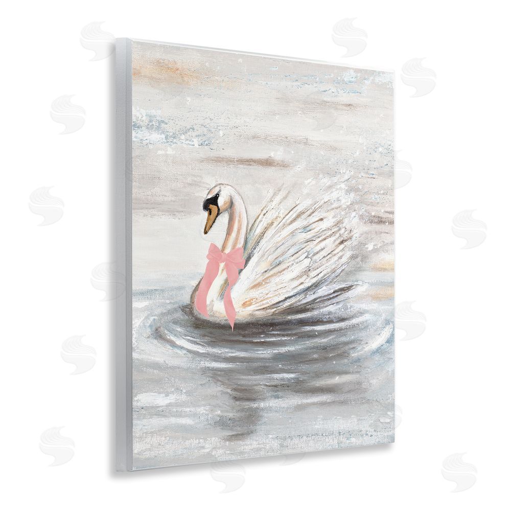 Sundance Graphics Swan With Pink Bow & Ripples Wall Plaque Printed Art