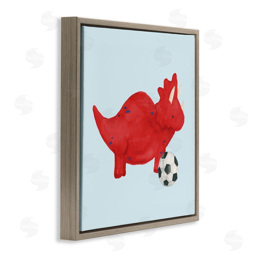 Sundance Graphics Baby Dino with Ball Brown Floating Frame Canvas Wall Art Print