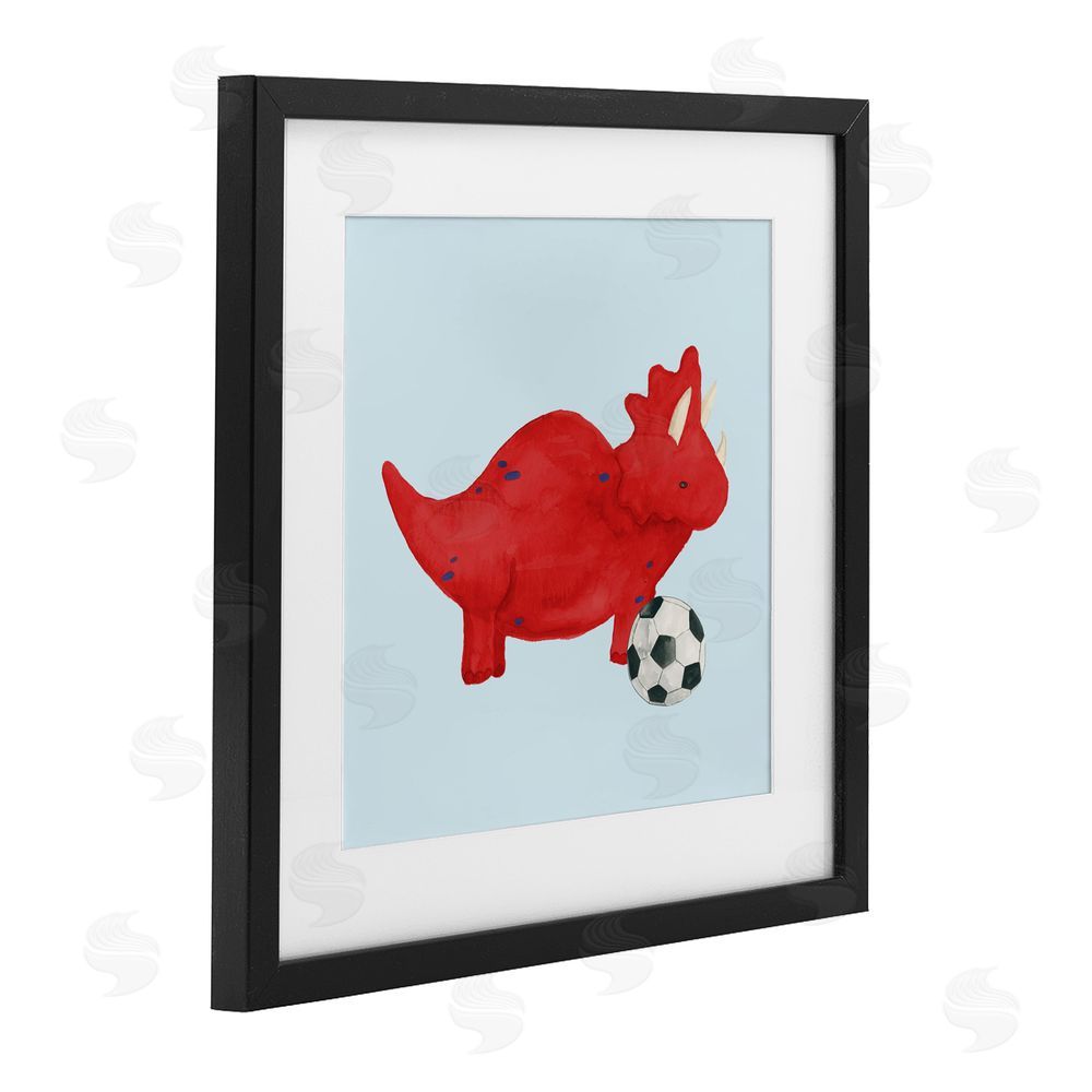 Sundance Graphics Baby Dino with Ball Black Framed Print Under Glass Wall Art