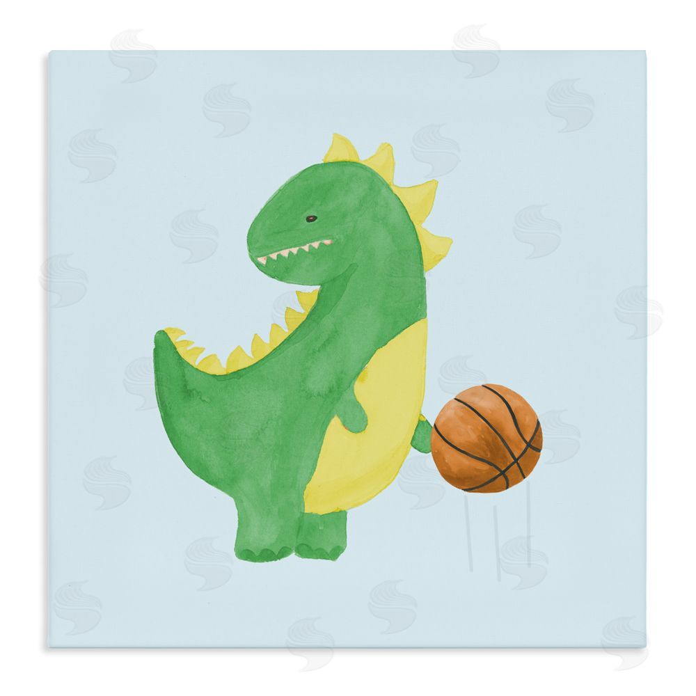 Sundance Graphics Baby Dino & Basketball Canvas Wall Art Print
