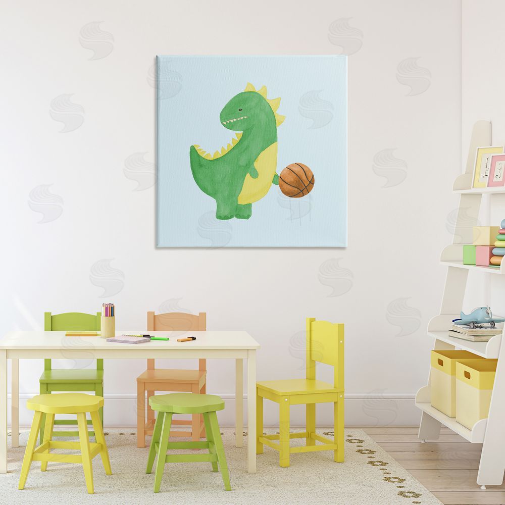 Sundance Graphics Baby Dino & Basketball Canvas Wall Art Print in Room