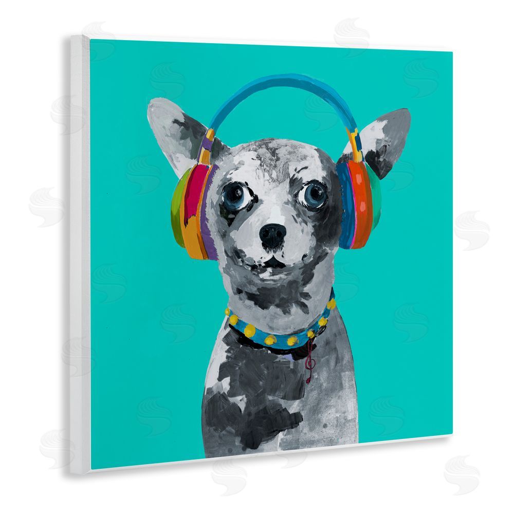 Sundance Graphics Jammin' Pup on Blue Wall Plaque Printed Art