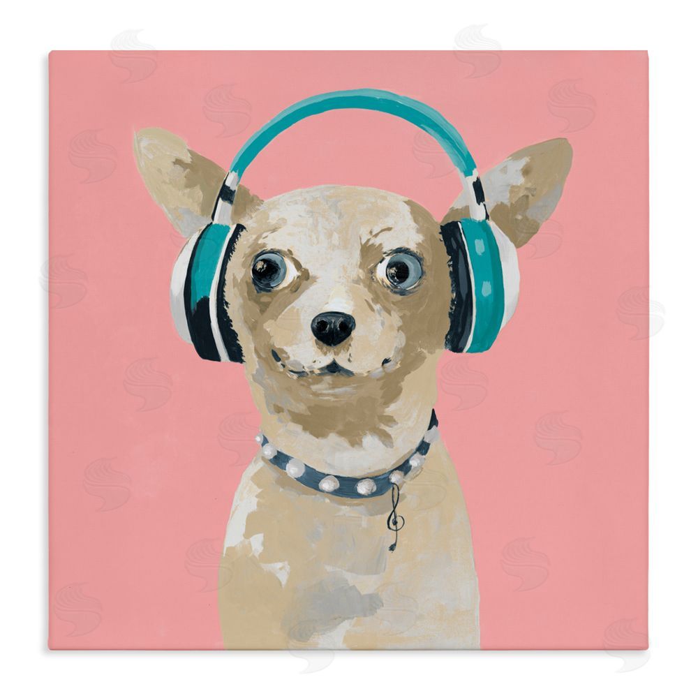Sundance Graphics Jammin' Pup on Pink Canvas Wall Art Print