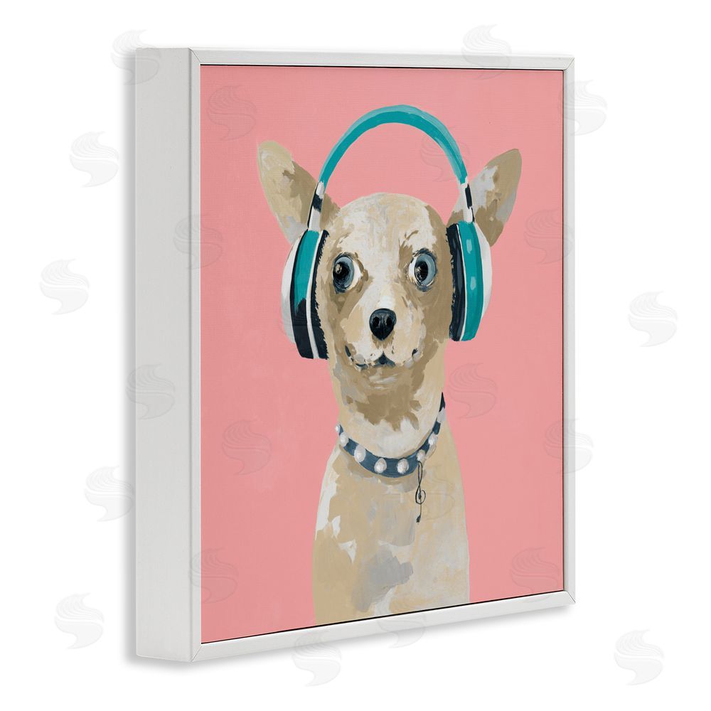 Sundance Graphics Jammin' Pup on Pink White Framed Giclee Wall Art Print