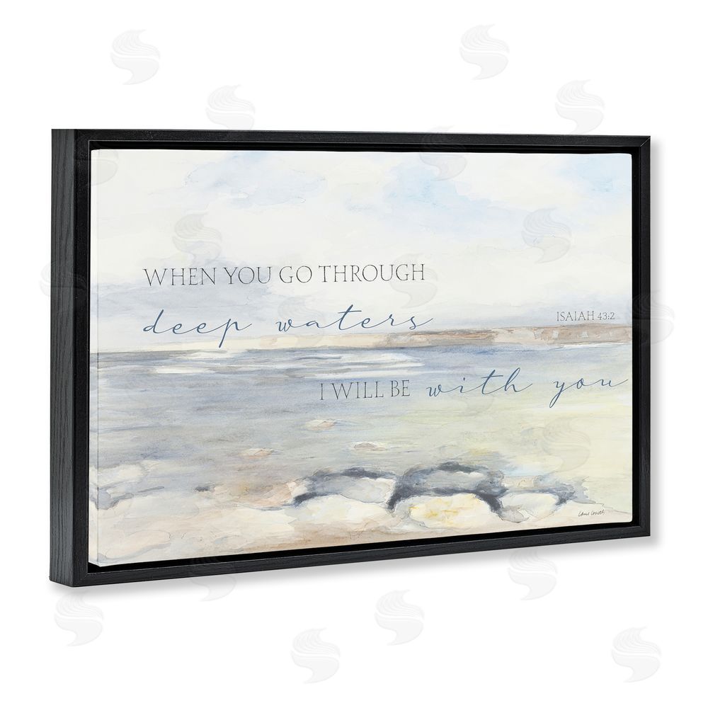 Sundance Graphics Deep Waters Isaiah 43:2 Black Floating Frame Canvas Wall Art Print