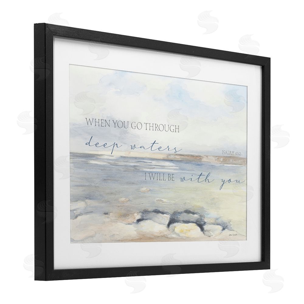 Sundance Graphics Deep Waters Isaiah 43:2 Black Framed Print Under Glass Wall Art