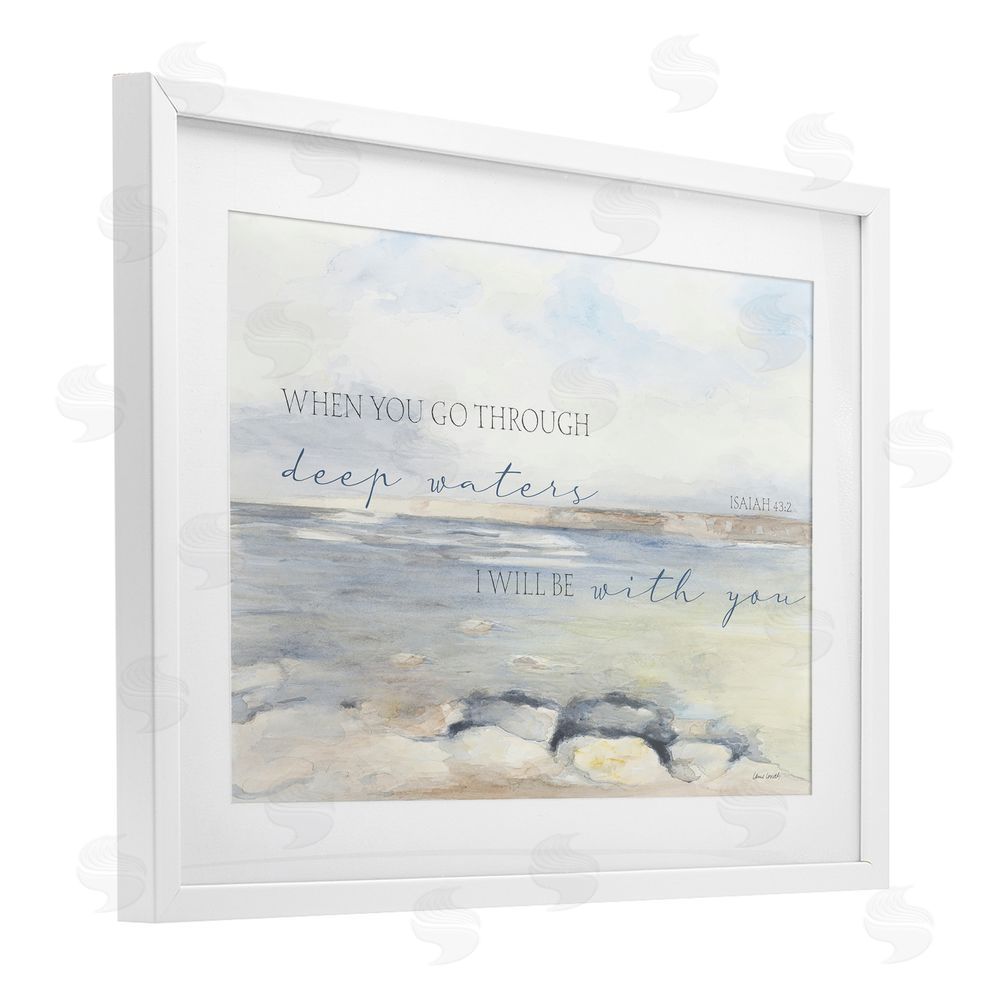 Sundance Graphics Deep Waters Isaiah 43:2 White Framed Print Under Glass Wall Art