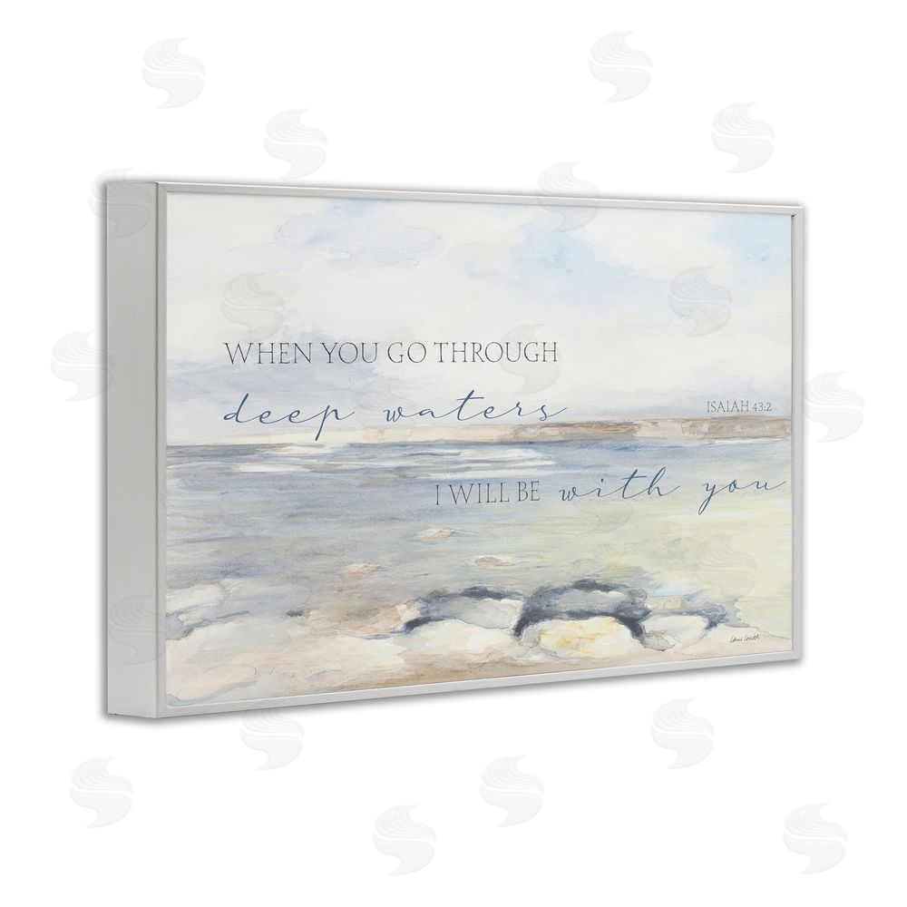 Sundance Graphics Deep Waters Isaiah 43:2 White Framed Giclee Wall Art Print