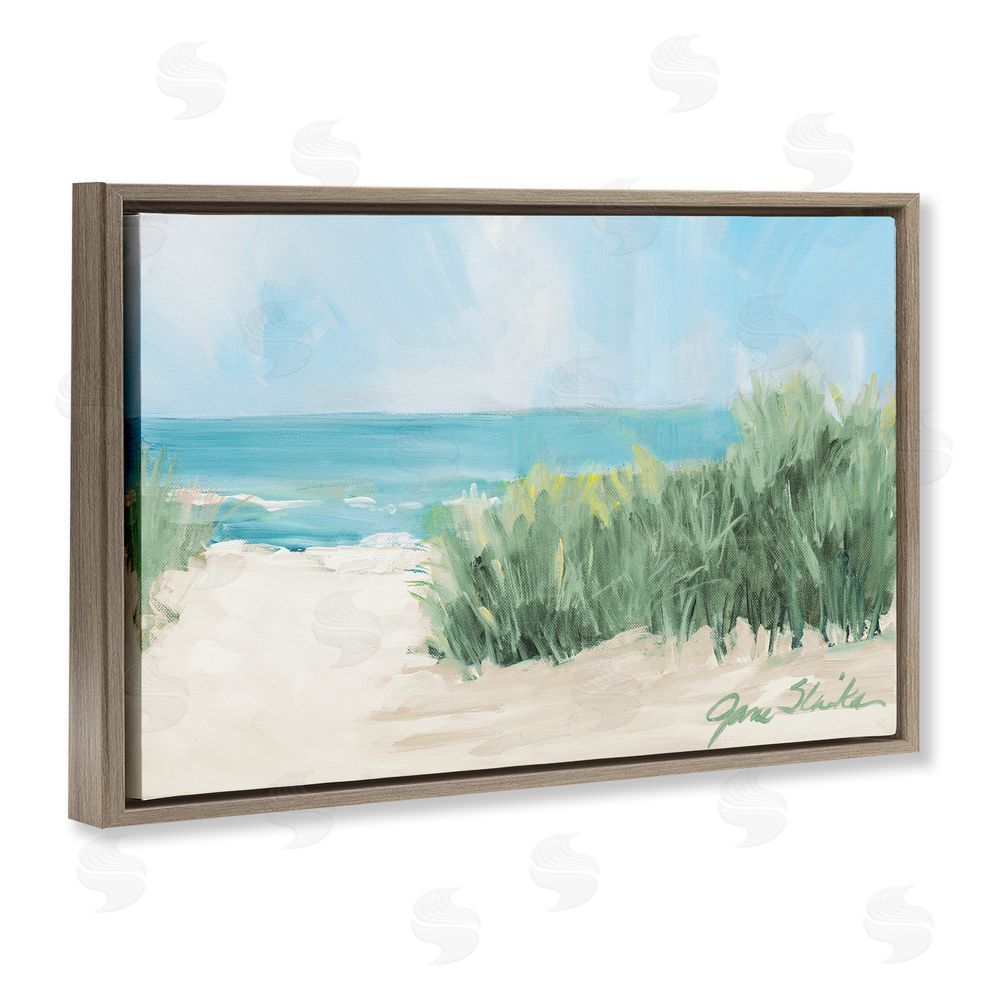 Sundance Graphics Soothing Beach Day Brown Floating Frame Canvas Wall Art Print