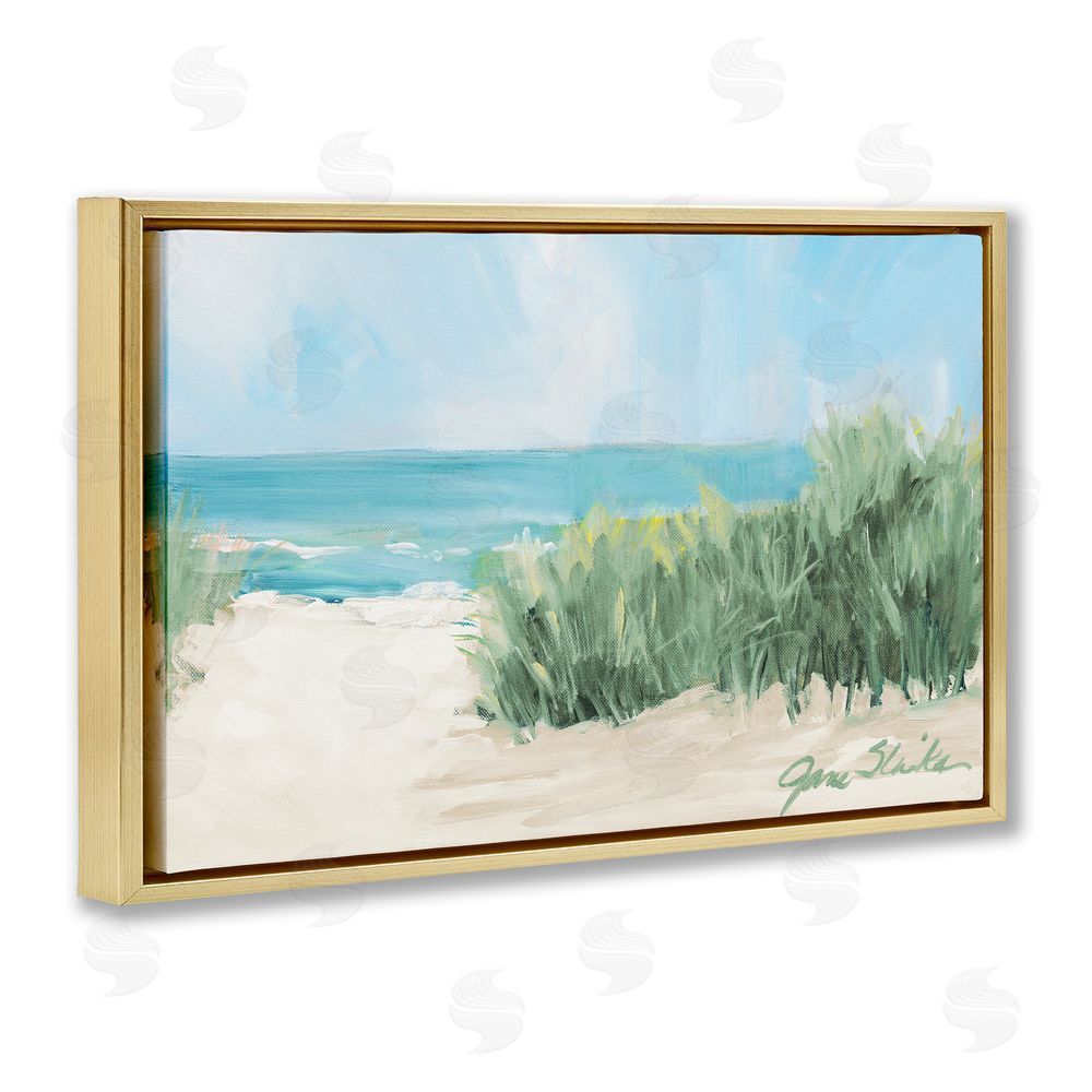 Sundance Graphics Soothing Beach Day Gold Floating Frame Canvas Wall Art Print