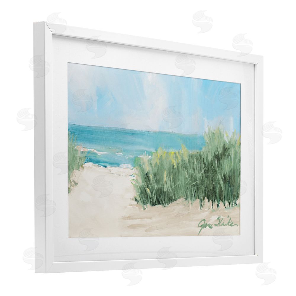 Sundance Graphics Soothing Beach Day White Framed Print Under Glass Wall Art
