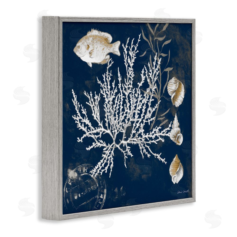 Sundance Graphics Coral Medley on Blue Gray Framed Giclee Wall Art Print