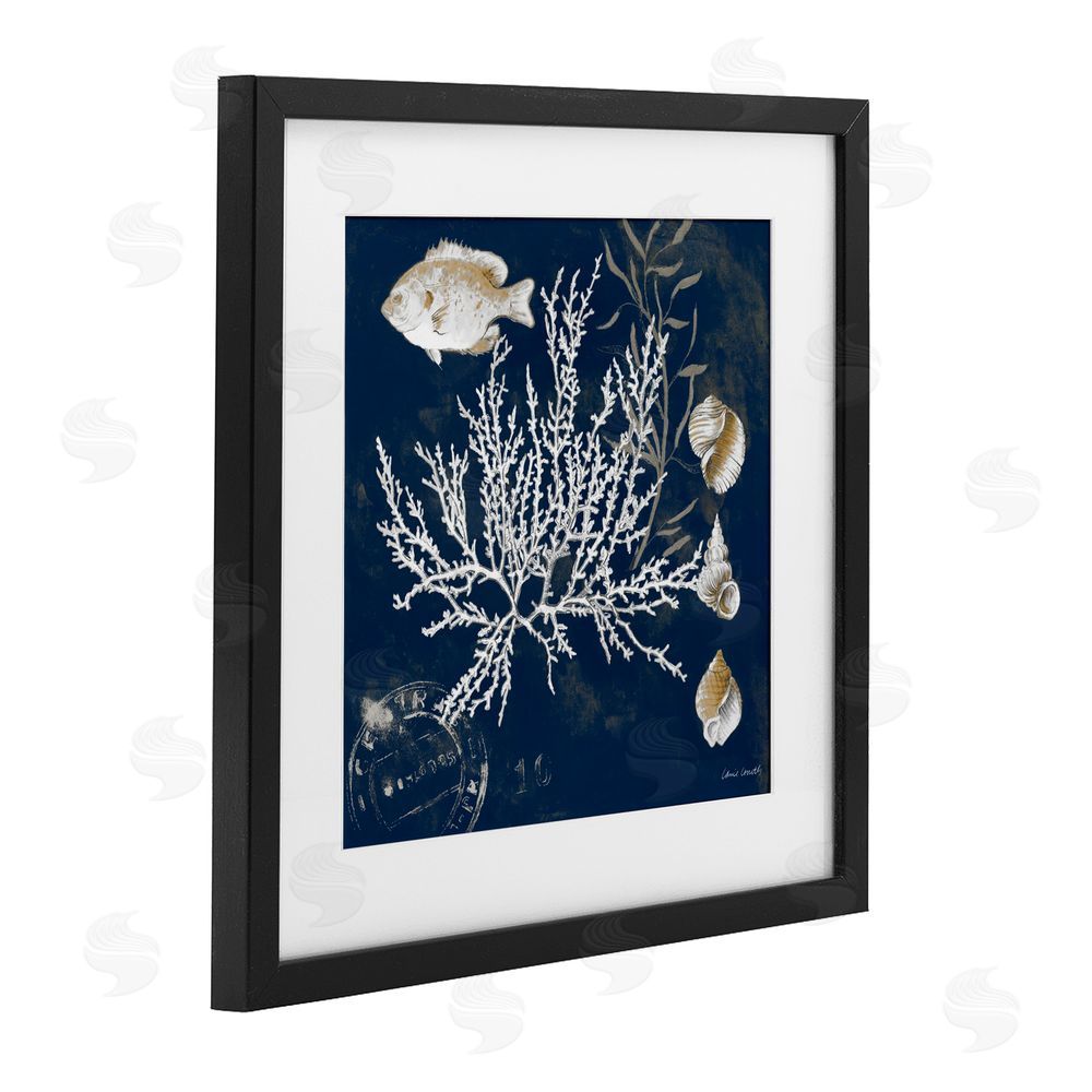 Sundance Graphics Coral Medley on Blue Black Framed Print Under Glass Wall Art