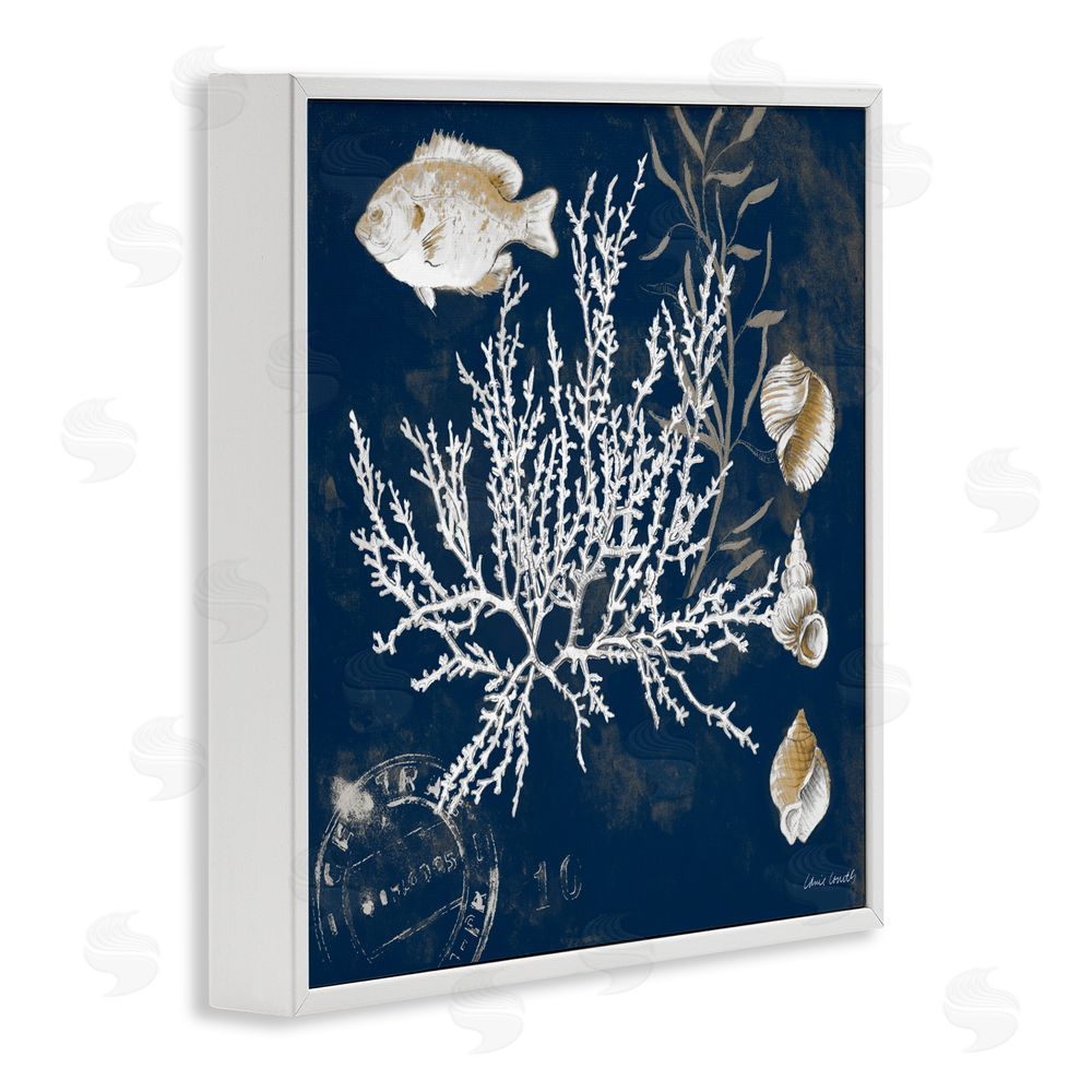 Sundance Graphics Coral Medley on Blue White Framed Giclee Wall Art Print