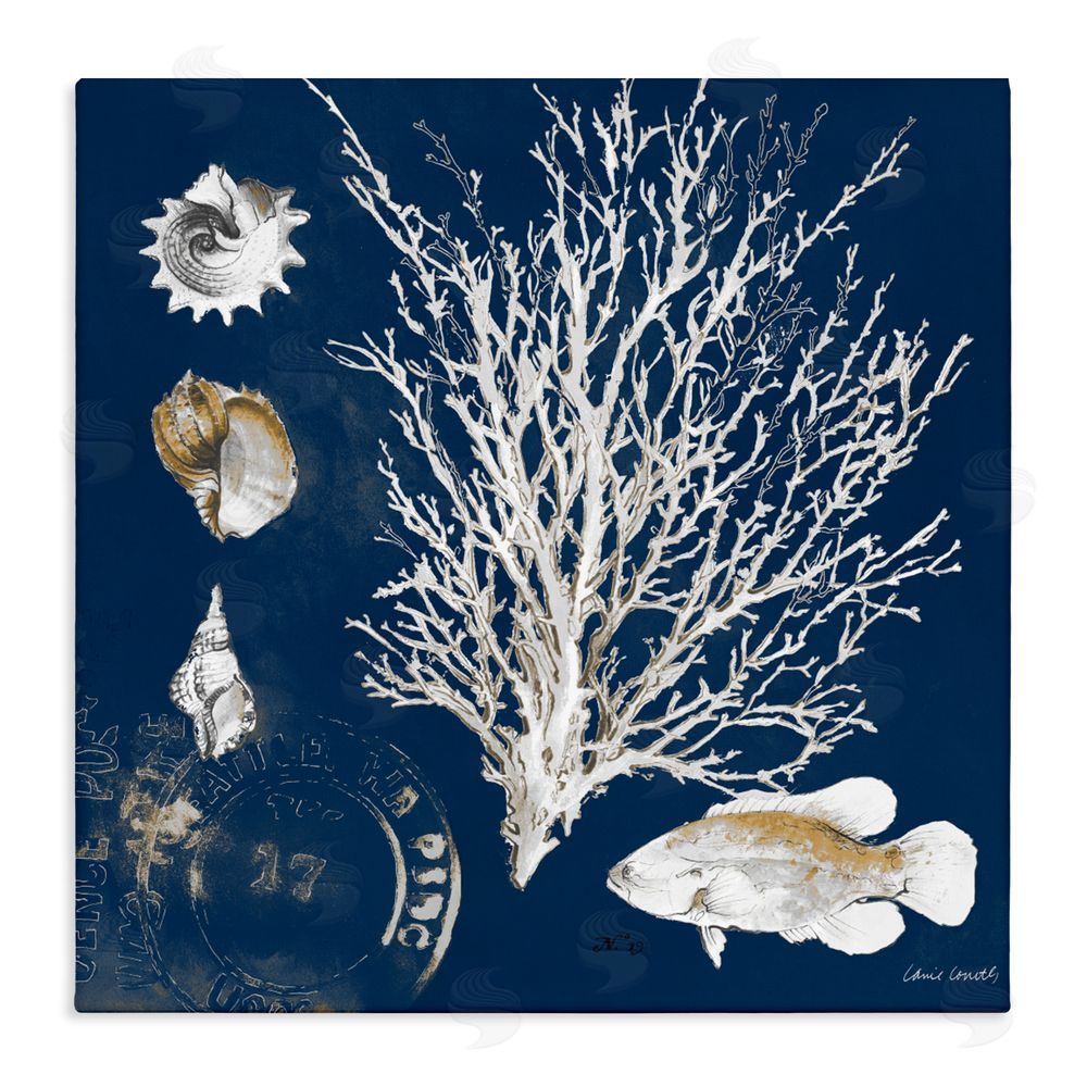 Sundance Graphics Coral Medley on Navy Canvas Wall Art Print