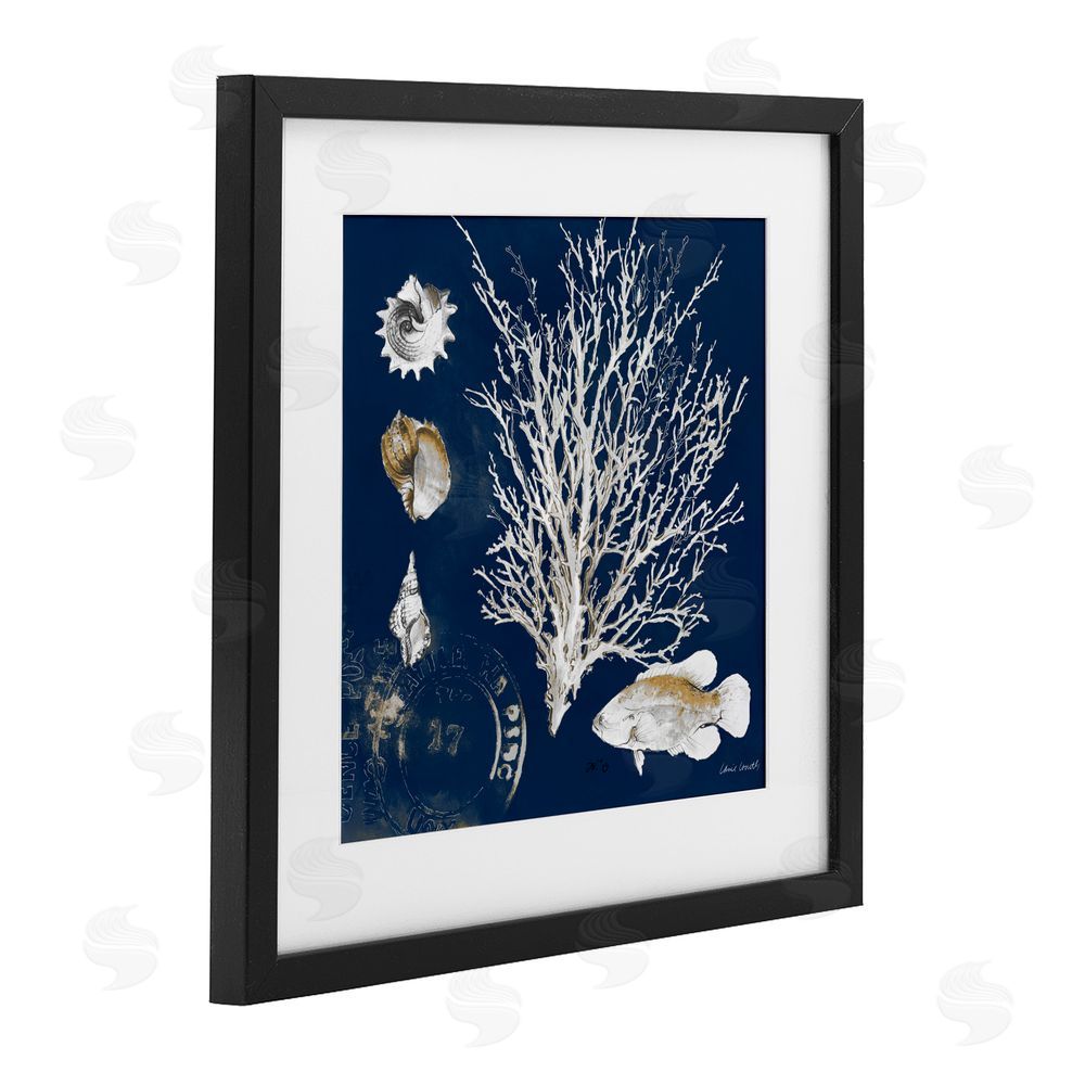 Sundance Graphics Coral Medley on Navy Black Framed Print Under Glass Wall Art