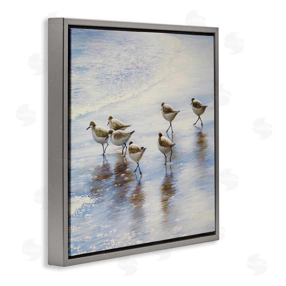 Sundance Graphics Sand Dancers on Shore Gray Floating Frame Canvas Wall Art Print