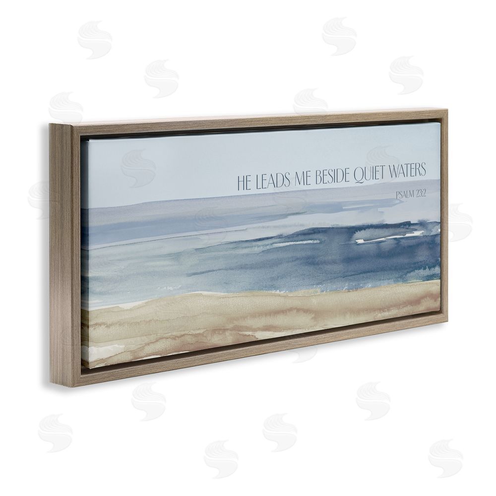 Sundance Graphics He Leads Me Quiet Waters Brown Floating Frame Canvas Wall Art Print