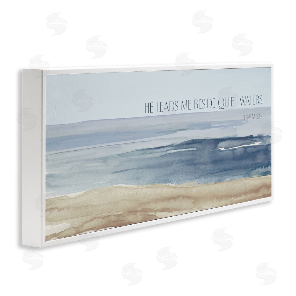 Sundance Graphics He Leads Me Quiet Waters White Framed Giclee Wall Art Print