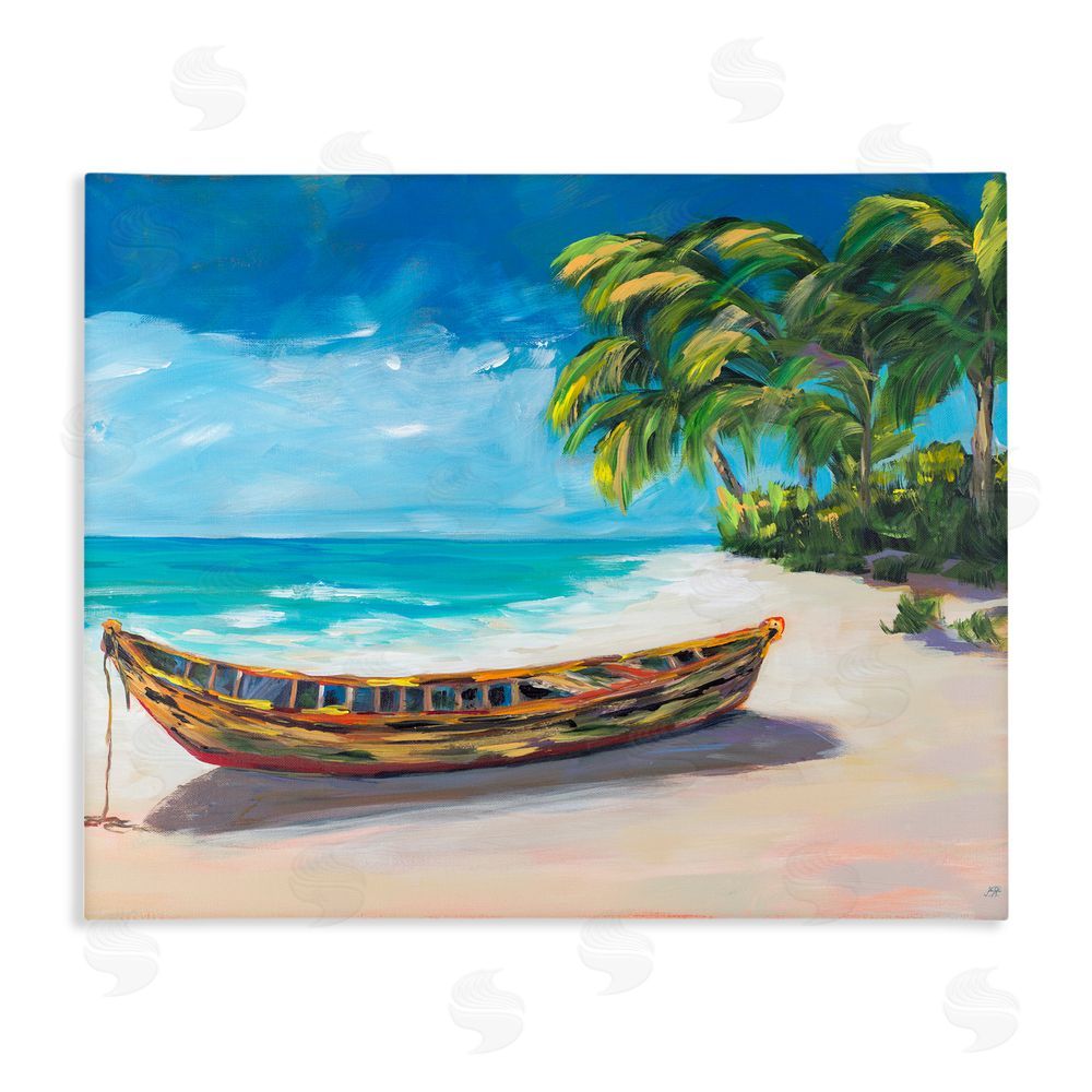 Sundance Graphics Boat on Lost Island Canvas Wall Art Print