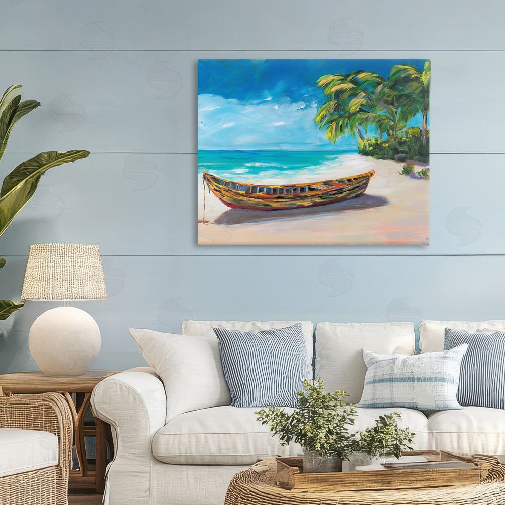Sundance Graphics Boat on Lost Island Canvas Wall Art Print in Room