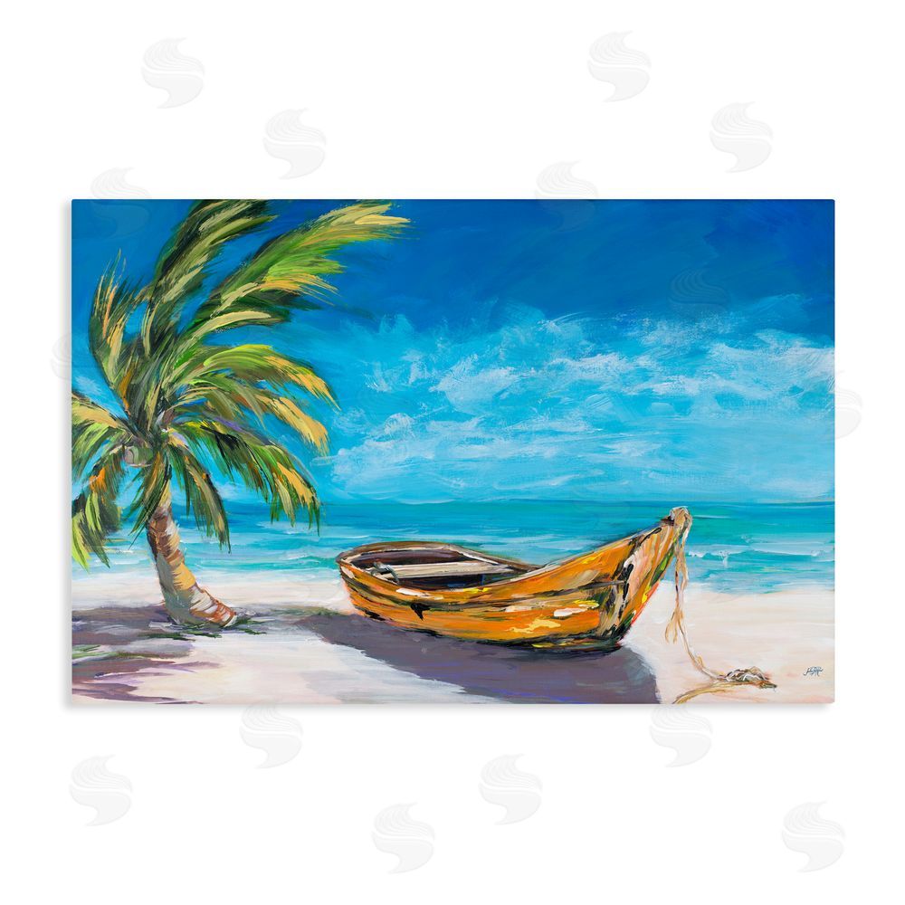 Sundance Graphics Lost Island Palm & Boat Canvas Wall Art Print