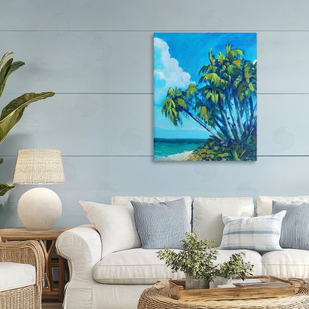 Sundance Graphics Cerulean Sky & Palms Canvas Wall Art Print in Room