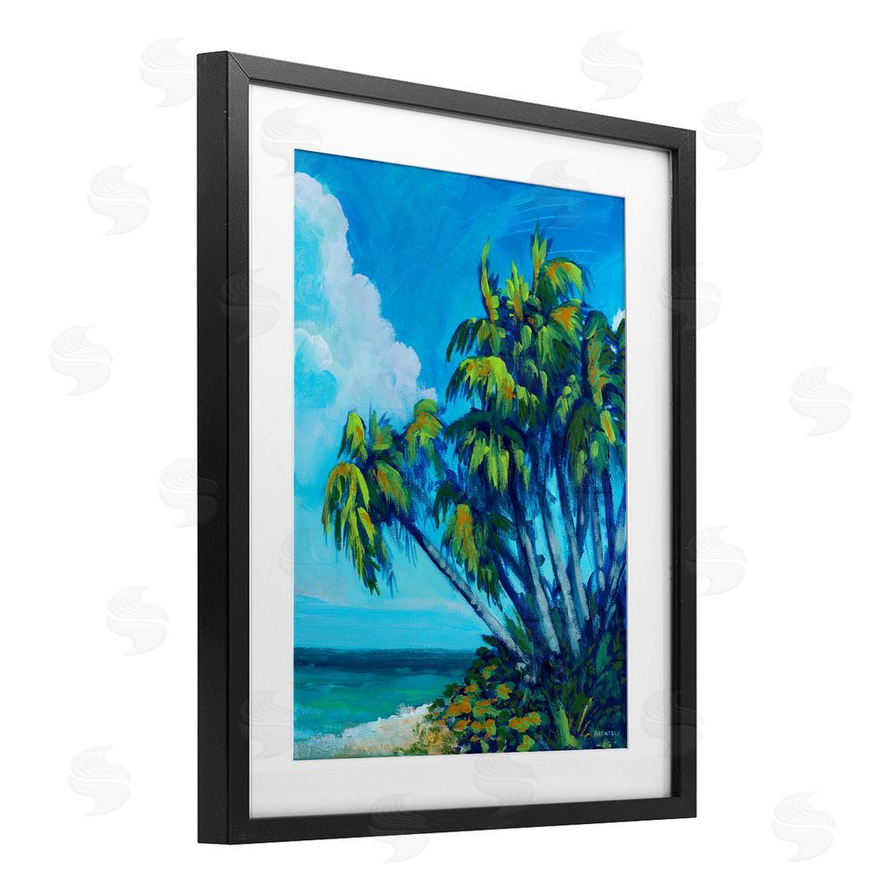 Sundance Graphics Cerulean Sky & Palms Black Framed Print Under Glass Wall Art