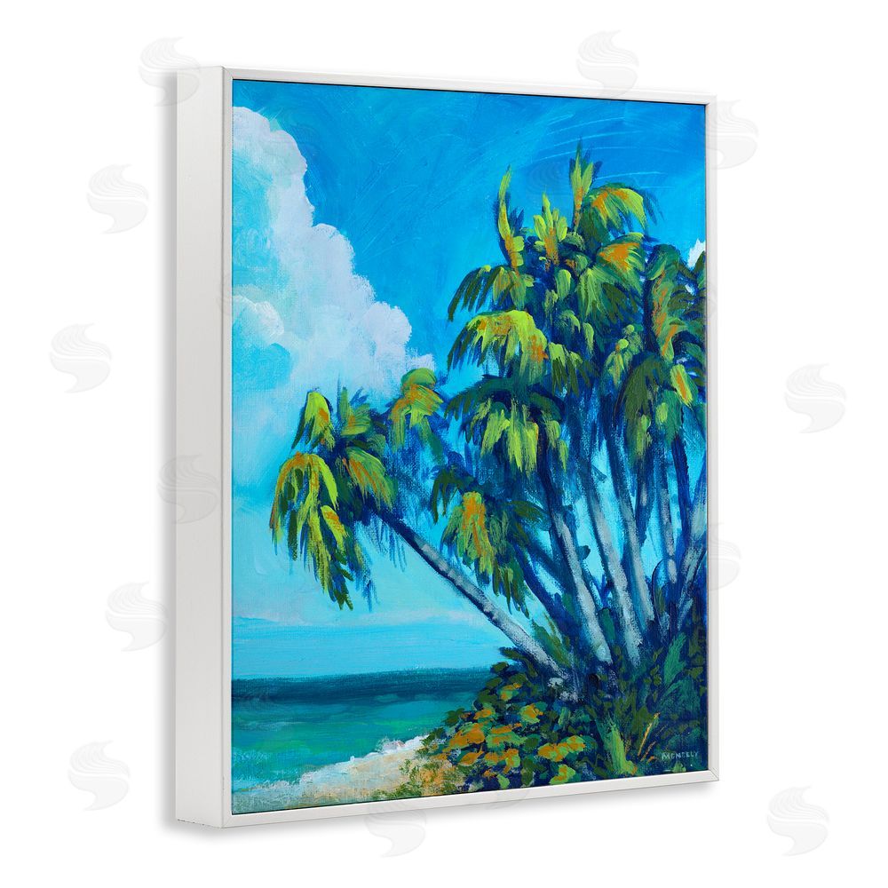 Sundance Graphics Cerulean Sky & Palms White Framed Giclee Wall Art Print