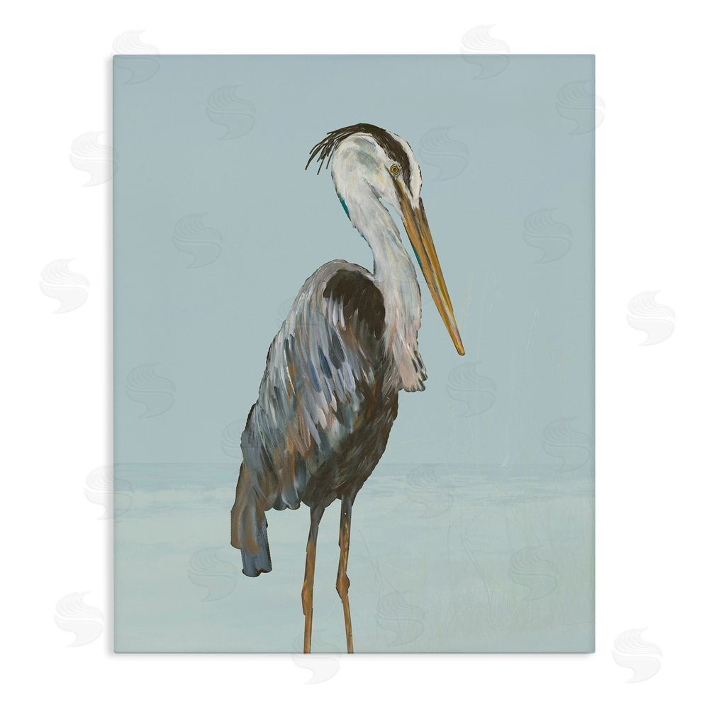 Sundance Graphics Coastal Pelican Muted Blue Canvas Wall Art Print