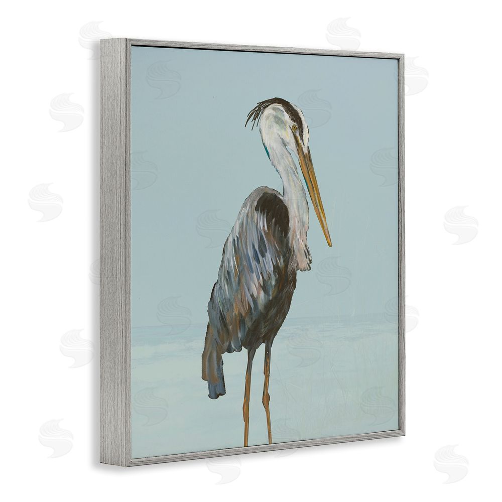 Sundance Graphics Coastal Pelican Muted Blue Gray Framed Giclee Wall Art Print