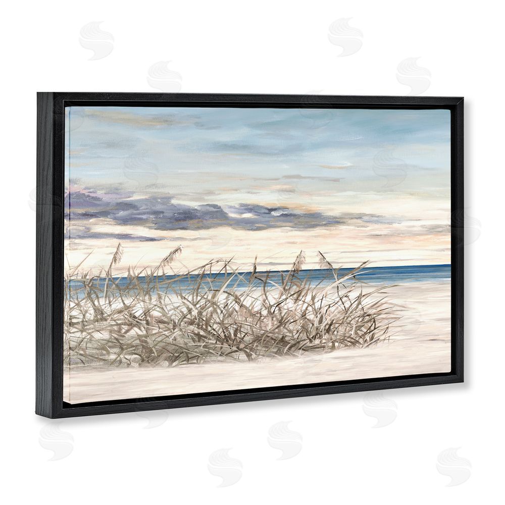 Sundance Graphics Windy Beaches Landscape Black Floating Frame Canvas Wall Art Print