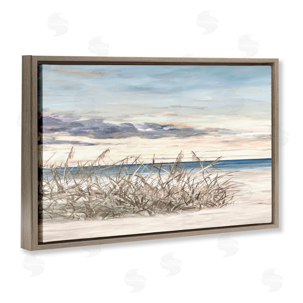 Sundance Graphics Windy Beaches Landscape Brown Floating Frame Canvas Wall Art Print