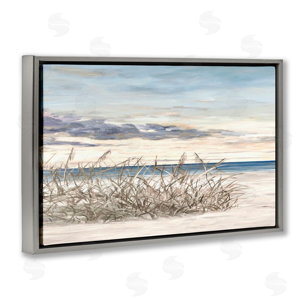 Sundance Graphics Windy Beaches Landscape Gray Floating Frame Canvas Wall Art Print