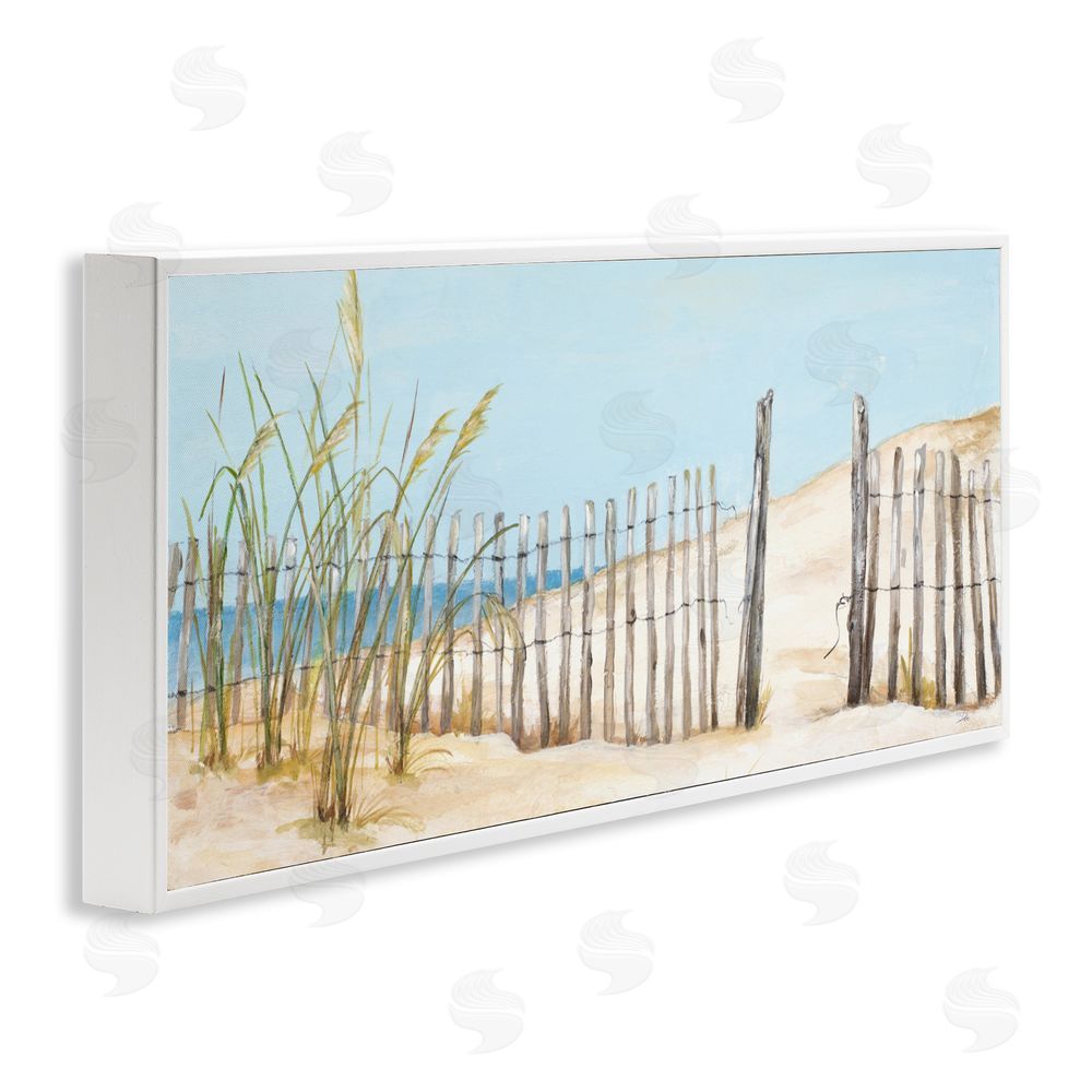 Sundance Graphics Beach Fence Opening White Framed Giclee Wall Art Print