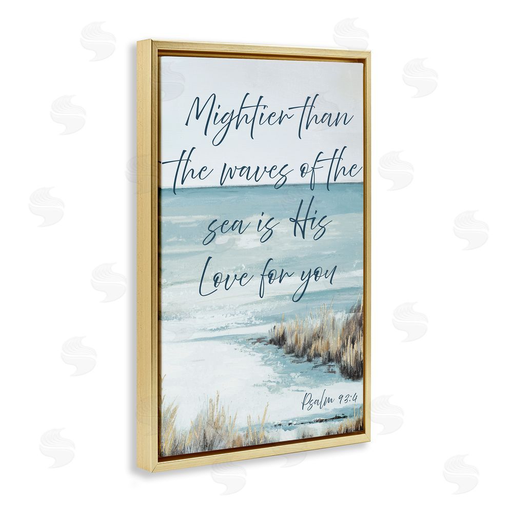 Sundance Graphics Mightier Than The Waves Gold Floating Frame Canvas Wall Art Print