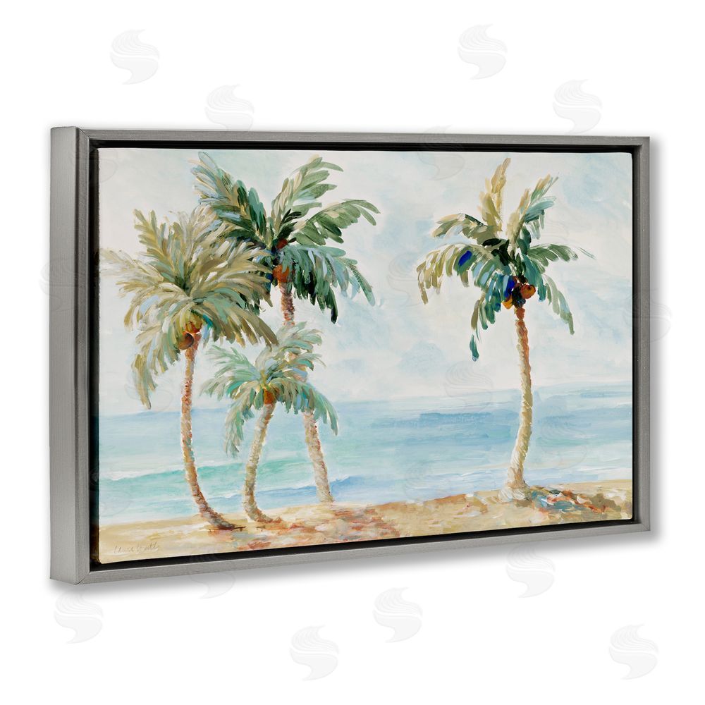 Sundance Graphics Palm Trees in Paradise Gray Floating Frame Canvas Wall Art Print