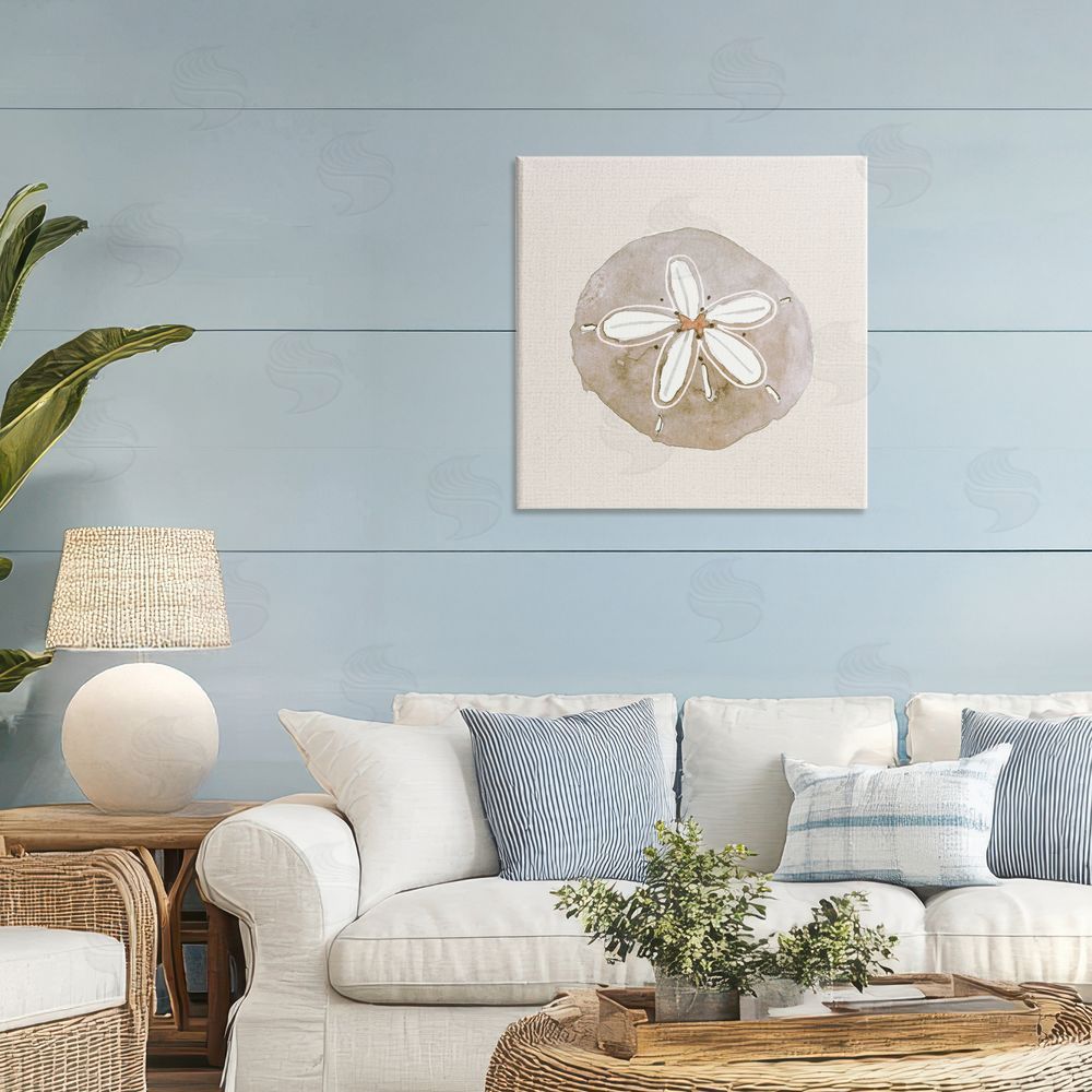 Sundance Graphics Serene Beige Sand Dollar Canvas Wall Art Print in Room
