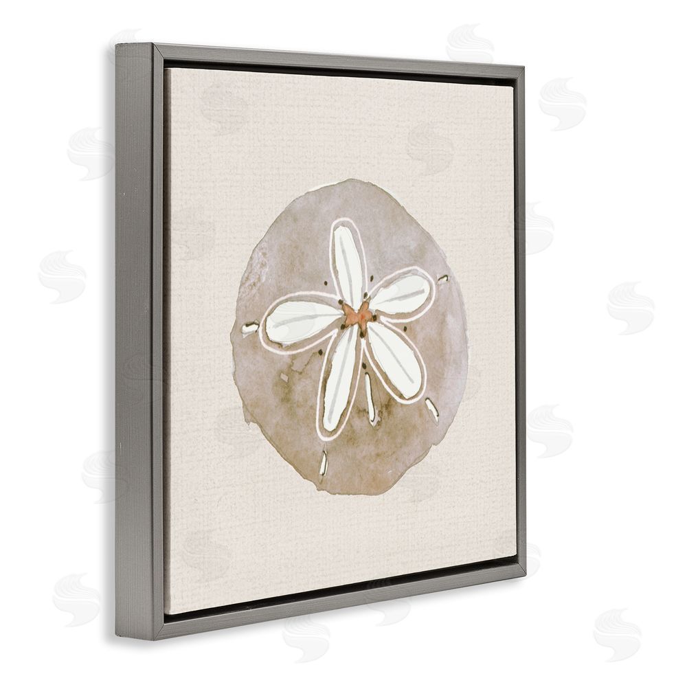 Sundance Graphics Serene Beige Sand Dollar Gray Floating Frame Canvas Wall Art Print
