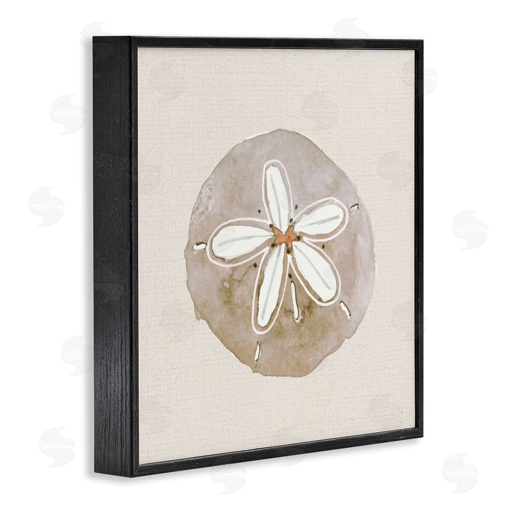 Sundance Graphics Serene Beige Sand Dollar Black Framed Giclee Wall Art Print