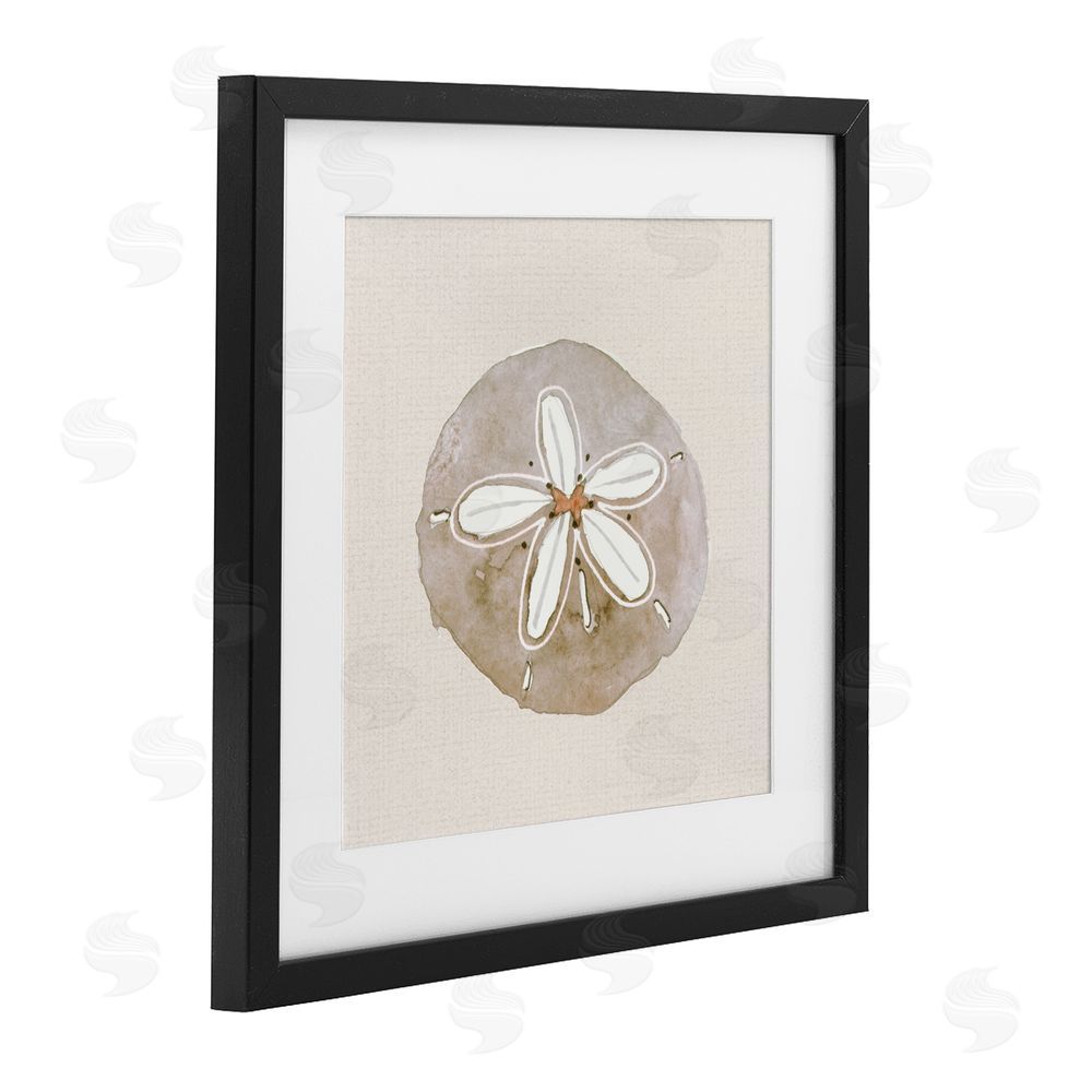 Sundance Graphics Serene Beige Sand Dollar Black Framed Print Under Glass Wall Art
