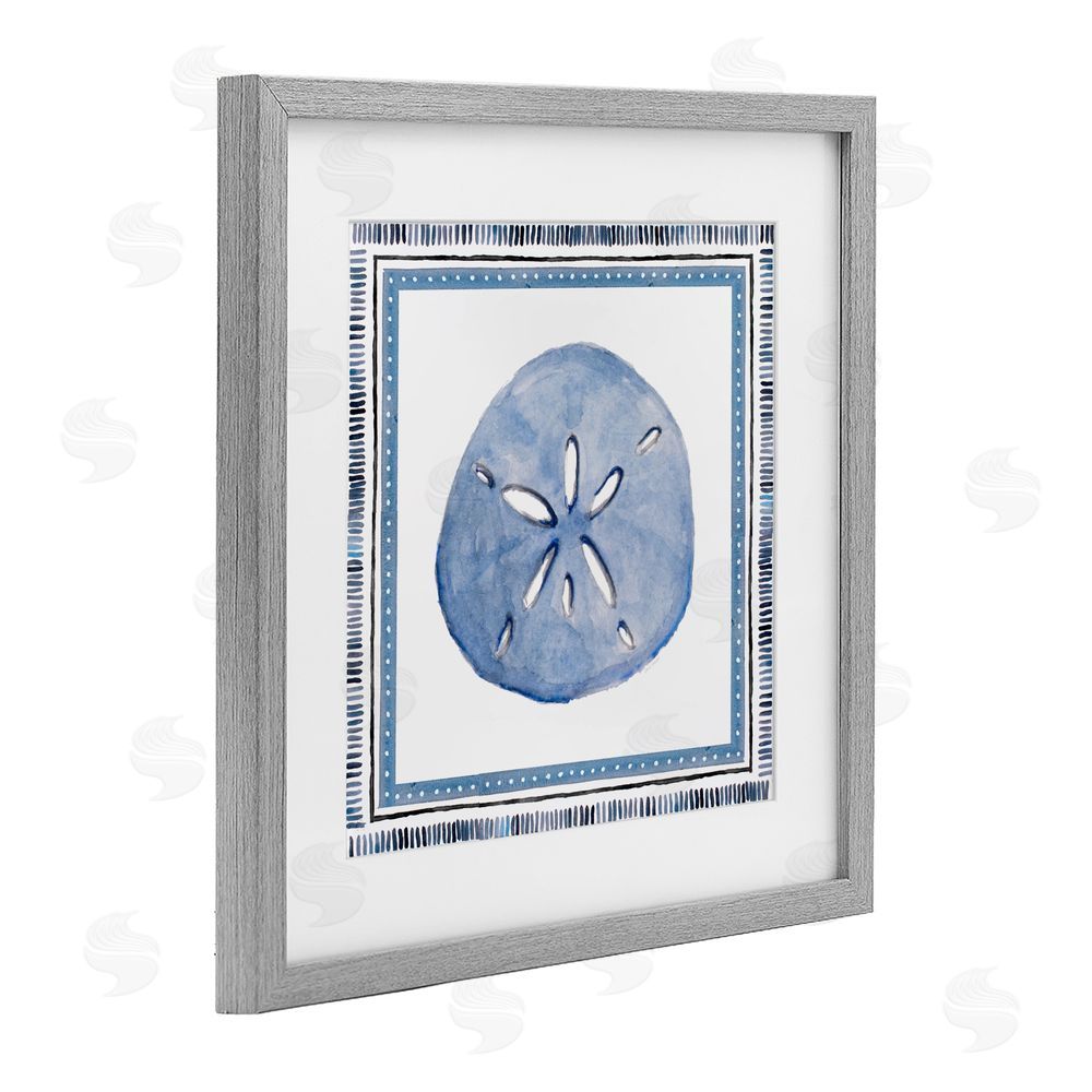 Sundance Graphics Blue Bordered Sand Dollar Gray Framed Print Under Glass Wall Art
